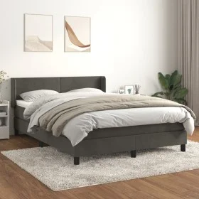 Box spring bed with dark gray velvet mattress 140x200 cm by vidaXL, Beds and slatted bases - Ref: Foro24-3130842, Price: 416,...