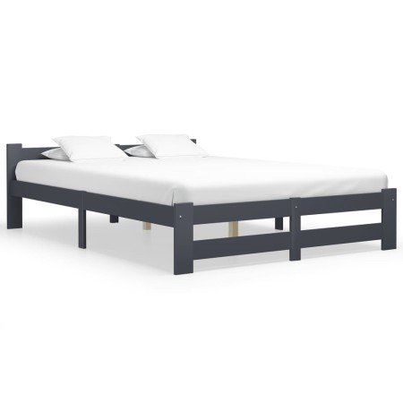 Estructura cama sin colchón madera pino gris oscuro 160x200 cm