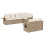 Set sofás de jardín 7 piezas y cojines ratán sintético beige