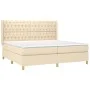 Box spring bed with cream fabric mattress 200x200 cm by vidaXL, Beds and slatted bases - Ref: Foro24-3132262, Price: 664,25 €...