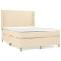 Box spring bed with cream fabric mattress 140x200 cm by vidaXL, Beds and slatted bases - Ref: Foro24-3131838, Price: 524,32 €...