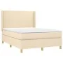 Box spring bed with cream fabric mattress 140x200 cm by vidaXL, Beds and slatted bases - Ref: Foro24-3131838, Price: 524,32 €...