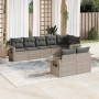 Set de sofás de jardín 8 pzas y cojines ratán sintético gris