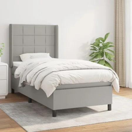 Box spring bed with light gray fabric mattress 80x200 cm by vidaXL, Beds and slatted bases - Ref: Foro24-3131385, Price: 310,...