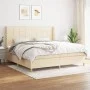 Box spring bed with cream fabric mattress 200x200 cm by vidaXL, Beds and slatted bases - Ref: Foro24-3132022, Price: 610,38 €...