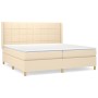 Box spring bed with cream fabric mattress 200x200 cm by vidaXL, Beds and slatted bases - Ref: Foro24-3132022, Price: 608,34 €...