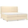 Box spring bed with cream fabric mattress 200x200 cm by vidaXL, Beds and slatted bases - Ref: Foro24-3132022, Price: 610,38 €...