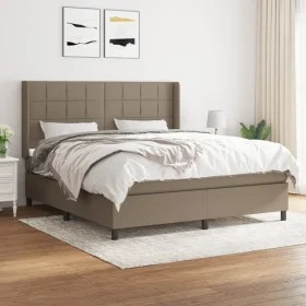 Box spring bed with taupe gray fabric mattress 160x200 cm by vidaXL, Beds and slatted bases - Ref: Foro24-3131445, Price: 614...