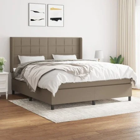 Box spring bed with taupe gray fabric mattress 160x200 cm by vidaXL, Beds and slatted bases - Ref: Foro24-3131445, Price: 590...