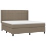 Box spring bed with taupe gray fabric mattress 160x200 cm by vidaXL, Beds and slatted bases - Ref: Foro24-3131445, Price: 581...