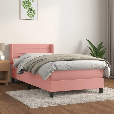 Box spring bed with pink velvet mattress 80x200 cm by vidaXL, Beds and slatted bases - Ref: Foro24-3130990, Price: 271,71 €, ...