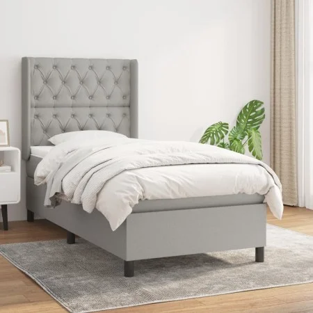 Box spring bed with light gray fabric mattress 80x200 cm by vidaXL, Beds and slatted bases - Ref: Foro24-3131625, Price: 324,...