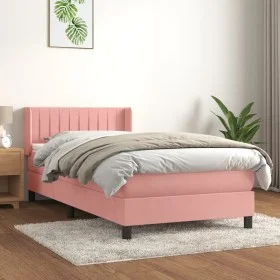 Box spring bed with pink velvet mattress 100x200 cm by vidaXL, Beds and slatted bases - Ref: Foro24-3131068, Price: 304,99 €,...
