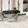 Set de sofás de jardín 8 pzas y cojines ratán sintético gris