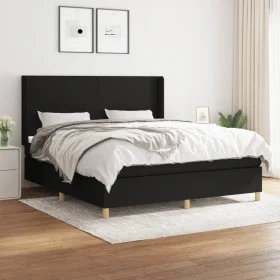 Box spring bed with black fabric mattress 160x200 cm by vidaXL, Beds and slatted bases - Ref: Foro24-3131843, Price: 585,34 €...