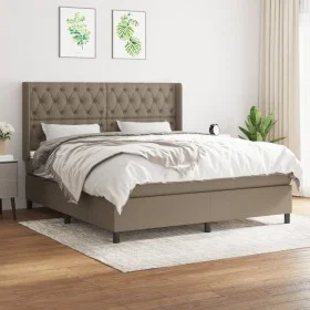 Box spring bed with taupe gray fabric mattress 160x200 cm by vidaXL, Beds and slatted bases - Ref: Foro24-3131685, Price: 629...