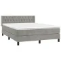 Box spring bed with light gray velvet mattress 140x200 cm by vidaXL, Beds and slatted bases - Ref: Foro24-3131141, Price: 464...