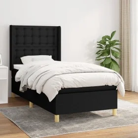 Box spring bed with black fabric mattress 90x190 cm by vidaXL, Beds and slatted bases - Ref: Foro24-3132275, Price: 311,85 €,...