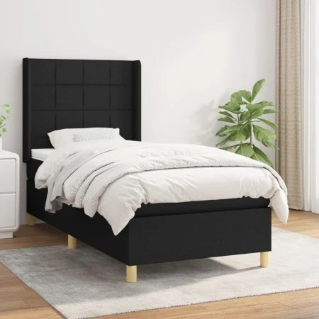 Box spring bed with black fabric mattress 90x200 cm by vidaXL, Beds and slatted bases - Ref: Foro24-3131963, Price: 320,03 €,...