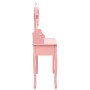 Tocador con taburete y espejo triple plegable rosa de vidaXL, Tocadores para dormitorios - Ref: Foro24-289327, Precio: 174,85...
