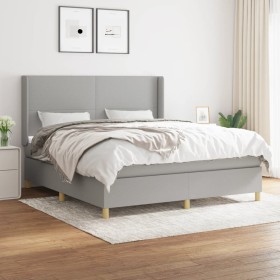 Box spring bed with light gray fabric mattress 180x200 cm by vidaXL, Beds and slatted bases - Ref: Foro24-3131849, Price: 644...