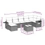 Set de sofás de jardín 8 pzas y cojines ratán sintético gris