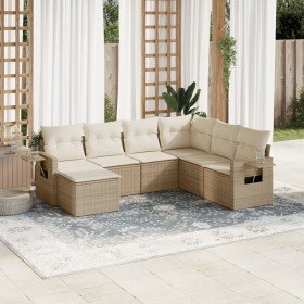 Set sofás de jardín 7 piezas y cojines ratán sintético beige Set sofás de jardín 7 piezas y cojines ratán sintético beige