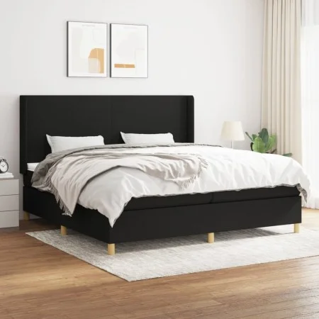 Box spring bed with black fabric mattress 200x200 cm by vidaXL, Beds and slatted bases - Ref: Foro24-3131859, Price: 656,81 €...