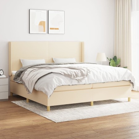 Cama box spring con colchón tela color crema 200x200 cm de vidaXL, Camas y somieres - Ref: Foro24-3131862, Precio: 636,67 €, ...