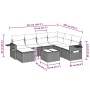 Set de sofás de jardín 8 pzas y cojines ratán sintético gris