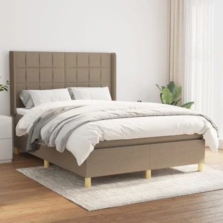 Box spring bed with taupe gray fabric mattress 140x200 cm by vidaXL, Beds and slatted bases - Ref: Foro24-3131997, Price: 495...