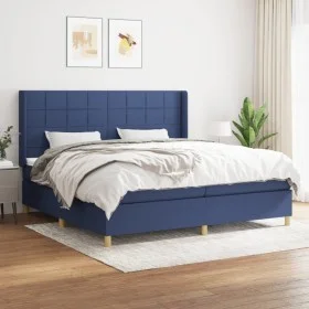 Box spring bed with blue fabric mattress 200x200 cm by vidaXL, Beds and slatted bases - Ref: Foro24-3132023, Price: 645,74 €,...