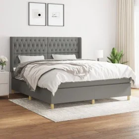 Box spring bed with dark gray fabric mattress 180x200 cm by vidaXL, Beds and slatted bases - Ref: Foro24-3132250, Price: 631,...