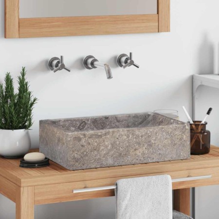 Lavabo de mármol gris con brillo 45x30x12 cm