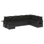 Set de sofás de jardín 8 piezas y cojines ratán sintético negro