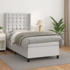 Cama box spring con colchón cuero sintético blanco 90x190 cm de vidaXL, Camas y somieres - Ref: Foro24-3132478, Precio: 333,3...