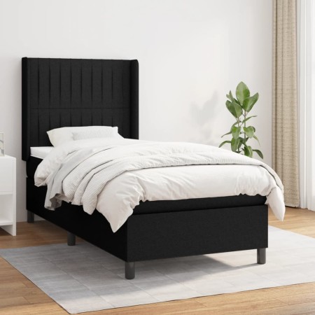 Cama box spring con colchón tela negro 90x190 cm de vidaXL, Camas y somieres - Ref: Foro24-3131555, Precio: 321,24 €