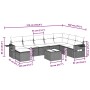 Set muebles jardín 9 pzas y cojines ratán sintético gris claro