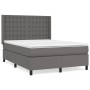Box spring bed with gray synthetic leather mattress 140x200 cm by vidaXL, Beds and slatted bases - Ref: Foro24-3132505, Price...