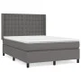 Box spring bed with gray synthetic leather mattress 140x200 cm by vidaXL, Beds and slatted bases - Ref: Foro24-3132505, Price...