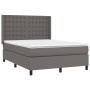 Box spring bed with gray synthetic leather mattress 140x200 cm by vidaXL, Beds and slatted bases - Ref: Foro24-3132505, Price...