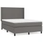 Box spring bed with gray synthetic leather mattress 140x190 cm by vidaXL, Beds and slatted bases - Ref: Foro24-3132379, Price...
