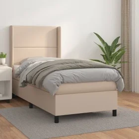 Cama box spring con colchón cuero sintético capuchino 100x200cm de vidaXL, Camas y somieres - Ref: Foro24-3132428, Precio: 33...