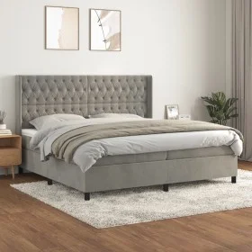 Box spring bed with light gray velvet mattress 200x200 cm by vidaXL, Beds and slatted bases - Ref: Foro24-3132879, Price: 712...