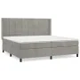Cama box spring con colchón terciopelo gris claro 200x200 cm de vidaXL, Camas y somieres - Ref: Foro24-3132699, Precio: 610,8...