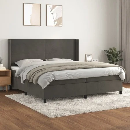 Box spring bed with dark gray velvet mattress 200x200 cm by vidaXL, Beds and slatted bases - Ref: Foro24-3132580, Price: 601,...