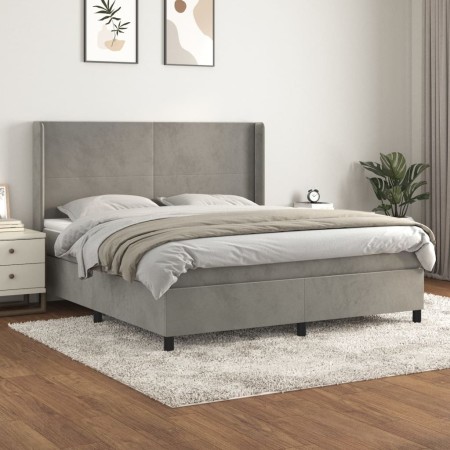 Boxspringbett mit hellgrauer Samtmatratze 180x200 cm von vidaXL, Betten und Lattenroste - Ref: Foro24-3132573, Preis: 584,36 ...
