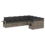 Set de muebles de jardín 9 pzas y cojines ratán sintético gris