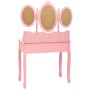 Tocador con taburete y espejo triple plegable rosa de vidaXL, Tocadores para dormitorios - Ref: Foro24-289327, Precio: 174,85...