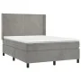Box spring bed with light gray velvet mattress 140x200 cm by vidaXL, Beds and slatted bases - Ref: Foro24-3132561, Price: 491...